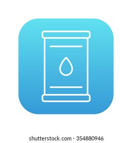 Oil barrel line icon for web, mobile and infographics. Vector white icon on the blue gradient square with rounded corners isolated on white background.