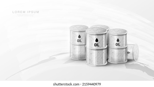 Ölfass auf der Weltkarte. 3D-Ölfass in Low-Polygon-Bauweise