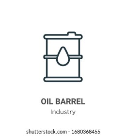 Oil barrel outline vector icon. Thin line black oil barrel icon, flat vector simple element illustration from editable industry concept isolated stroke on white background