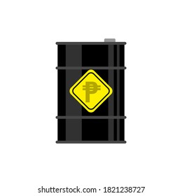 Oil barrel and peso sign on white background,vector