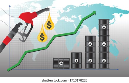 Oil barrel price growth, info graphic vectors elements