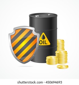 Oil Barrel Price Safety Concept Isolated on White Background. Security Industry. Vector illustration