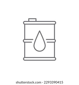 Icono lineal del vector relacionado con el barril de petróleo. Ilustración de contorno vectorial Aislada en fondo blanco. Química orgánica. Contenedor de acero para gasolina. Industria del combustible. Producción de petróleo. Trazo editable