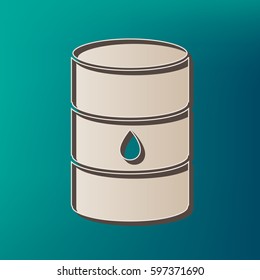 Oil barrel sign. Vector. Icon printed at 3d on sea color background.