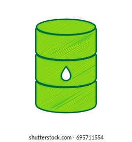 Oil barrel sign. Vector. Lemon scribble icon on white background. Isolated