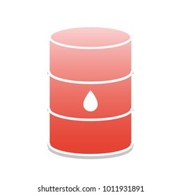Oil barrel sign. Vector. Reddish icon with white and gray shadow on white background. Isolated.