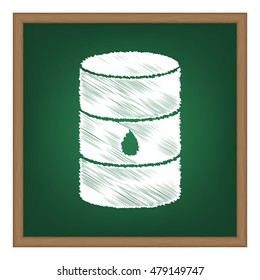 Oil barrel sign. White chalk effect on green school board.