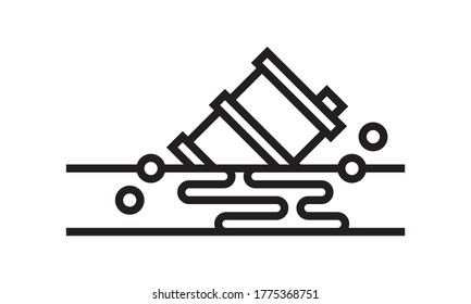  oil barrel spill, soil pollution Vector illustration.