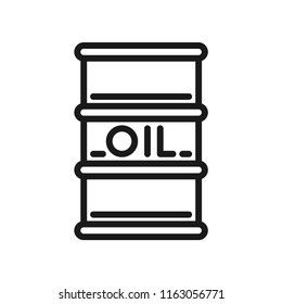 Oil barrel. Stroke outline style. Line vector. Isolate on white background.
