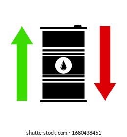 Oil barrel two up and down arrows on a white background, symbol for design, vector illustration
