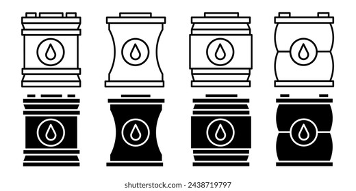Oil barrel. Vector collection of oil barrel icon illustrations. Black icon design.