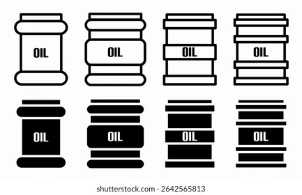 Oil barrel. Vector collection of oil barrel icon illustrations. Black icon design.