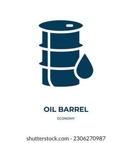 oil barrel vector icon. oil barrel, fuel, oil filled icons from flat economy concept. Isolated black glyph icon, vector illustration symbol element for web design and mobile apps