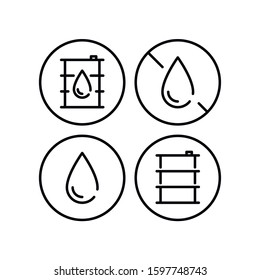 Oil Barrel. Vector Icon Set. Flat Line Icons.