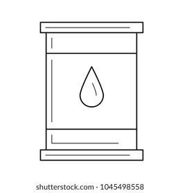 Icono de línea vectorial de barril de petróleo aislado en fondo blanco. Rollo de barriles con icono de línea de gota de petróleo para infografía, sitio web o aplicación.