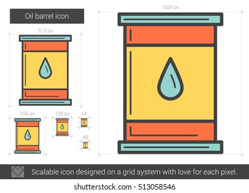 Oil barrel vector line icon isolated on white background. Oil barrel line icon for infographic, website or app. Scalable icon designed on a grid system.