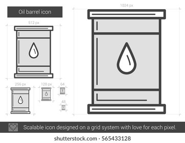 Oil barrel vector line icon isolated on white background. Oil barrel line icon for infographic, website or app. Scalable icon designed on a grid system.