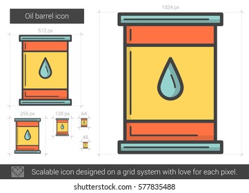 Icono de línea vectorial de barril de petróleo aislado en fondo blanco. Icono de línea de barril de petróleo para infografía, sitio web o aplicación. Icono escalable diseñado en un sistema de cuadrícula.
