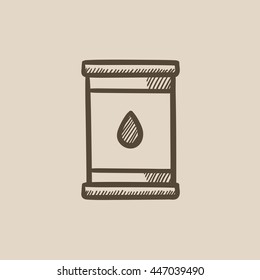 Oil barrel vector sketch icon isolated on background. Hand drawn Oil barrel icon. Oil barrel sketch icon for infographic, website or app.