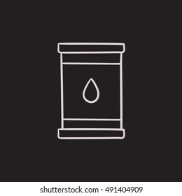 Oil barrel vector sketch icon isolated on background. Hand drawn Oil barrel icon. Oil barrel sketch icon for infographic, website or app.