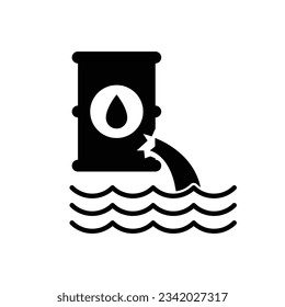 Ölfass Wasser Verschmutzung Symbol Design. einzeln auf weißem Hintergrund. Vektorgrafik