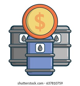 Oil barrels with dollar sign icon. Cartoon illustration of oil barrels with dollar sign vector icon for web