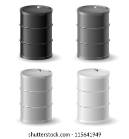 Oil barrels. Gray icons set on white