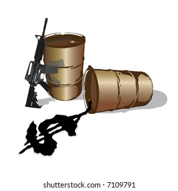 oil barrels with a gun