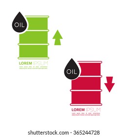 Oil barrels with indicators rise and fall.