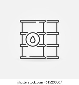 Oil barrels outline icon. Vector simple barrel symbol or logo element in thin line style