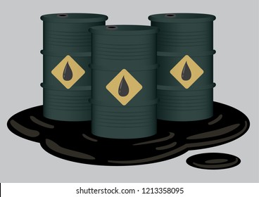 oil barrels spill and stacked up in plant of grunge