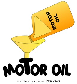 oil being poured into funnel with the words motor oil - vector