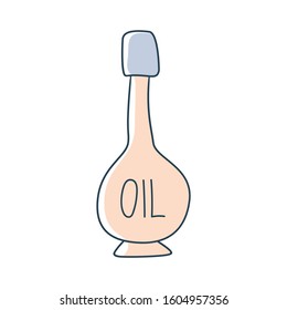 Oil bottle cartoon doodle vector stock icon in flat style. Decoration kitchenware element Isolated on white background. Flat design. Vector illustration