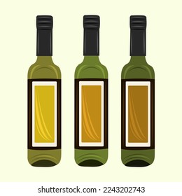 Oil bottle flat vector illustration. Cute olive oil bottle cartoon vector illustration for graphic design and decorative element