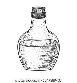 Oil Bottle, Hand-Drawn Vector, Graphic Style, Cartoon Illustration, Black and White, Sketch Style