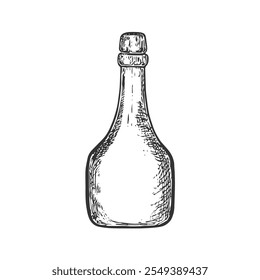 Oil Bottle, Hand-Drawn Vector, Graphic Style, Cartoon Illustration, Black and White, Sketch Style