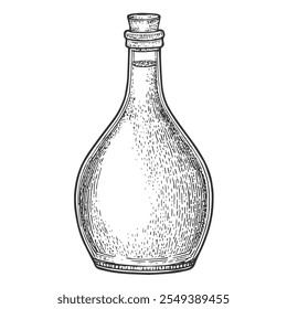 Oil Bottle, Hand-Drawn Vector, Graphic Style, Cartoon Illustration, Black and White, Sketch Style