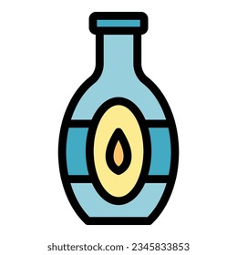 Oil bottle icon outline vector. Food agave. Vegan meat color flat