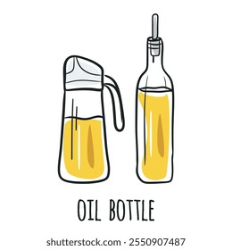 Oil Bottle Isolated Vector Hand Drawn