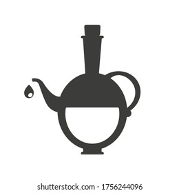 Oil bottle jar icon vector illustration with drop. Flat design style