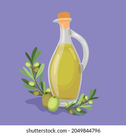 oil bottle and olive branchs