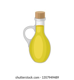 Oil in bottle on white background. Vector illustration.