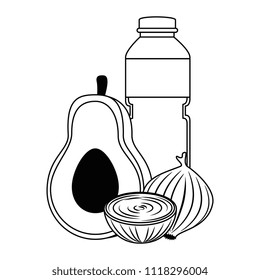 oil bottle with vegetables