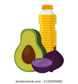 oil bottle with vegetables