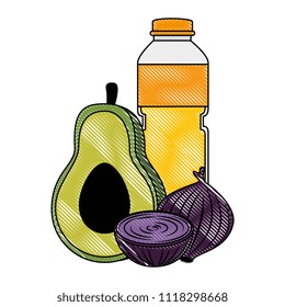 oil bottle with vegetables