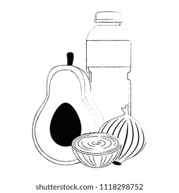 oil bottle with vegetables