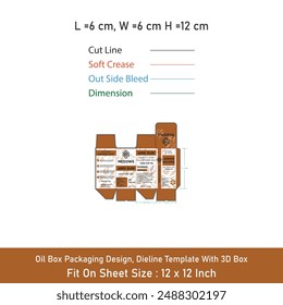 Oil Box Packaging Design, Dieline Template