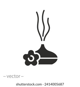 oil burner icon, electric aroma diffuser, flat symbol on white background - vector illustration