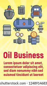Oil business concept banner. Cartoon banner of oil business vector concept for web, giftcard and postcard