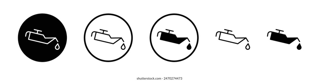 Oil can icon collection. Lubricant oiler vector icon. Engine oil warning light symbol.